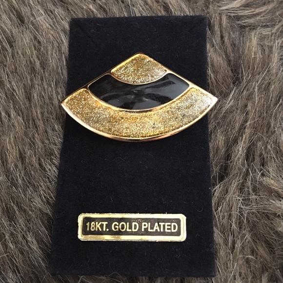 Vintage new old stock enamel 18kt plated brooch - Picture 2 of 7